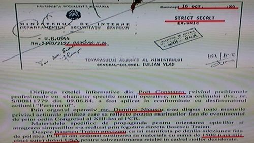 Fostul vicepreședinte PMP, Radu Cristescu, publică un document al fostei Securități și susține că Traian Băsescu a fost remunerat cu 1500 de dolari