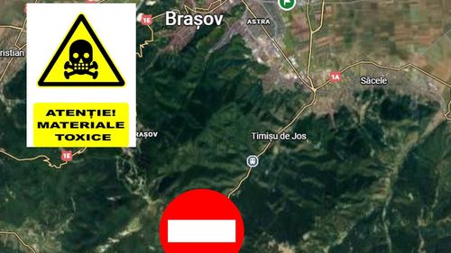Trafic oprit între Brașov și Predeal / O cisternă încărcată cu substanțe periculoase s-a răsturnat în urma unui accident