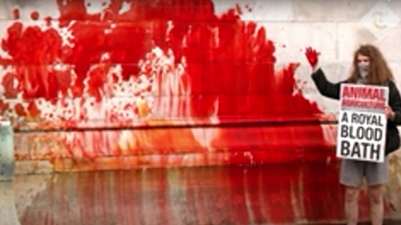 Cinci activişti condamnaţi pentru că au turnat vopsea roşie în fântâna din fața Palatului Buckingham, amenajată în memoria Reginei Victoria