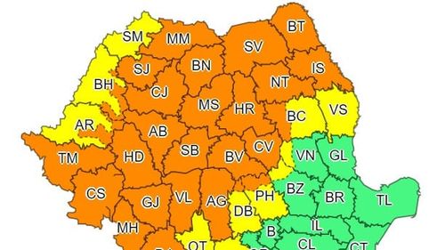 Cod portocaliu de ploi în jumătate din țară