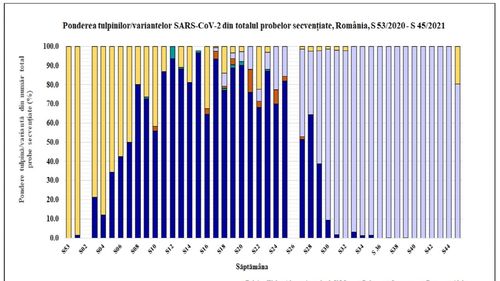 INSP a șters de pe site graficul cu noile variante de coronavirus care circulă în România / Raportul modificat cuprinde exclusiv tulpina Delta / UPDATE Precizările INSP