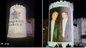 Imagini cu Trump și Jeffrey Epstein, condamnat pentru pedofilie, proiectate marți seara pe zidurile Castelului Windosr, în ajunul vizitei istorice a președintelui SUA în Marea Britanie