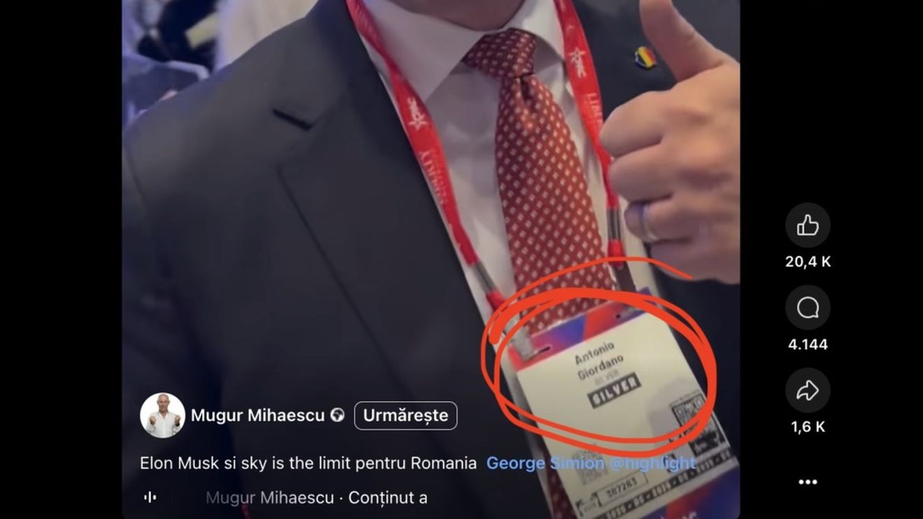 UPDATE George Simion explică de ce a purtat la conferința conservatorilor americani din Washington ecusonul unui deputat italian: Ecusonul meu era la colegul meu. Ne-am grăbit să ajungem la discursul lui Musk