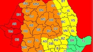 Avertizări Cod roșu și portocaliu de vânt și ploi torențiale în Vestul, Nord-Vestul și Centrul țării