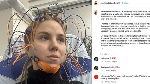 Prințesa Maria Carolina de Bourbon a celor Două Sicilii a scăpat cu viață după un grav accident de motocicletă: “Purtați cască!”
