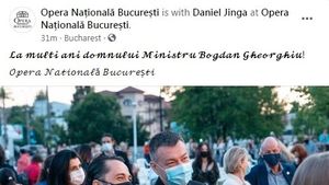 Ministrul Culturii, omagiat de Opera București, aflată în subordinea sa. Șeful interimar al Operei, un dirijor care a colaborat cu Marcel Pavel și Fuego