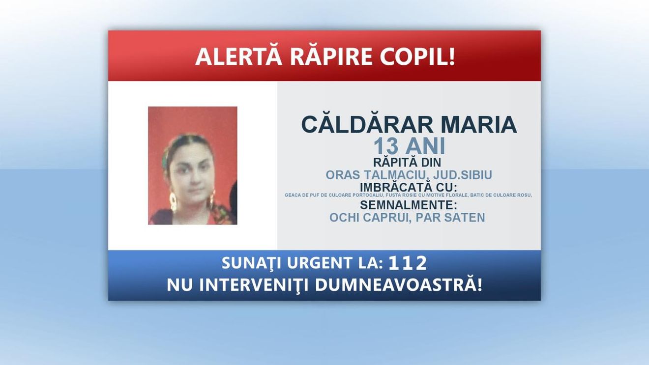 Fata de 13 ani răpită în Sibiu a fost găsită / Minora a fost luată cu forța miercuri de patru persoane și băgată într-un BMW alb / Dorin CIoabă: Era măritată și a fugit la alt băiat!