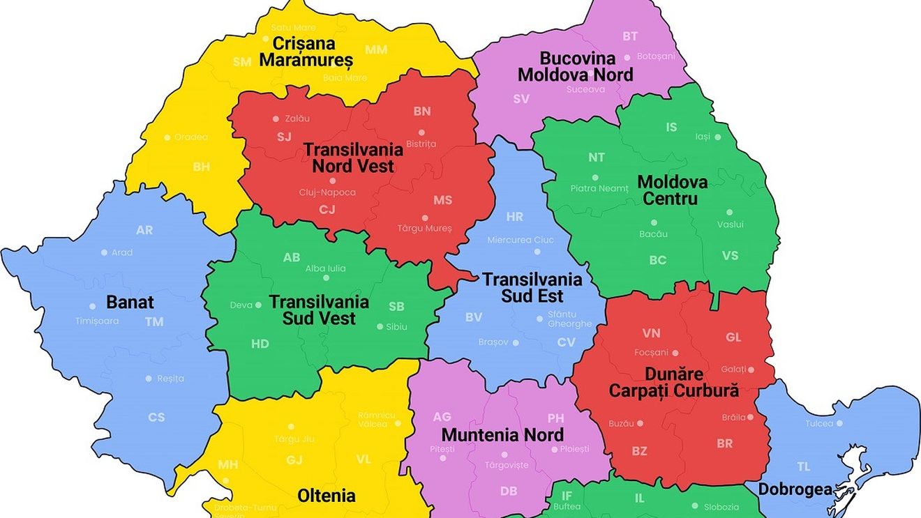 Romania's teritorial-administrative reform reaches Parliament / MP Tudor Benga has submitted a bill establishing 12 counties, thresholds of 10,000 inhabitants for towns and 5,000 for communes