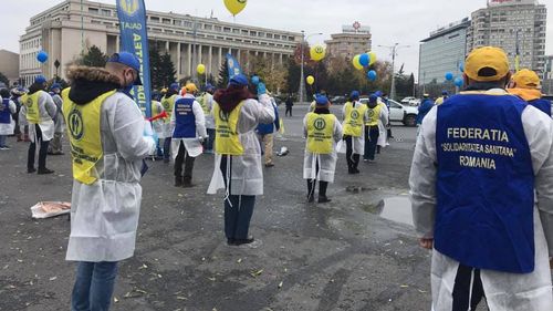 Federația "Solidaritatea Sanitară" organizează, joi, mitinguri în fața sediului Guvernului și a Prefecturilor din țară