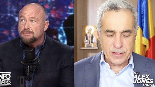 Georgescu la emisiunea conspiraționistului Alex Jones: În România e un război real / Acum e  mai multă dictatură și tiranie decât era înainte de 1989 / SUA poate lupta pentru democrația din România / Îl invit pe Musk în România, pentru a vedea ce bogați suntem în resurse naturale