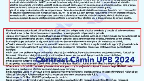 Edupedu.ro: Studenții de la Politehnica sunt complet responsabili dacă iau foc camerele de cămin și nu mai au voie să folosească prelungitoare – măsuri introduse de UPB în contractele de chirie 2024