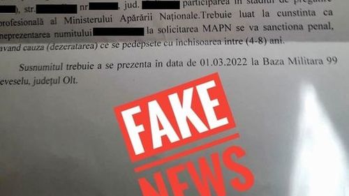 MApN atenționează asupra fake-news-urilor privind ordine de înrolare în armată și introducerea serviciului militar obligatoriu: Vă rugăm să vă informați doar din sursele oficiale