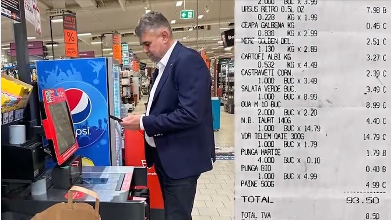 VIDEO Marcel Ciolacu spune că își cumpără tot ce are nevoie de la market cu 93,5 de lei și publică bonul fiscal/ O nouă filmare la cumpărături, în plină campanie de imagine începută odată cu mandatul de premier