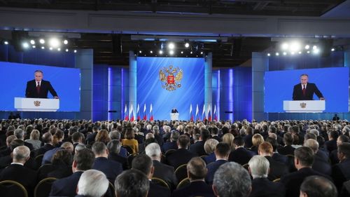 Discursul anual tradiţional privind Starea Naţiunii rostit de Vladimir Putin, care a dus la demisia guvernului de la Moscova
