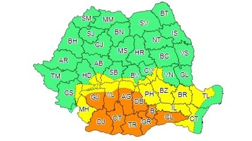 Avertisment: Cod portocaliu de ploi abundente în București, Ilfov și sudul țării