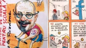 Libertatea: Elevi din sectorul 5 au primit broșuri despre siguranța în școală, cu Piedone desenat pe copertă, cu tatuaj și pe trotinetă