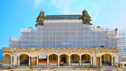 Fotografii spectaculoase din Cazino. Monumentul Art Nouveau de pe faleza Constanței se află în plin proces de restaurare