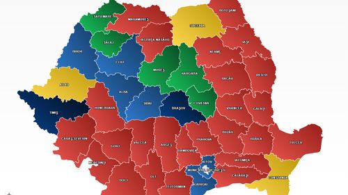 HARTA politică a României după alegerile parlamentare la care trei partide extremiste au împreună 32% din voturi: PSD câștigă în peste jumătate din județele țării, urmat de PNL și UDMR / AUR, câștigător în Constanța, Suceava și Arad, USR în Capitală, Timiș și Brașov