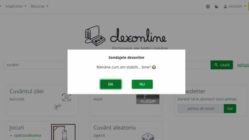 UPDATE Platforma dexonline.ro după decizia BEC Sector 5 de a elimina întrebarea ”Votați pentru Nicușor Dan?„ / Acum apare: ”Rămâne cum am stabilit... bine?”