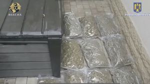 Un bărbat şi o femeie, arestaţi după ce au fost prinşi ridicând un colet cu nouă kilograme de canabis, trimis din Spania printr-o firmă de curierat