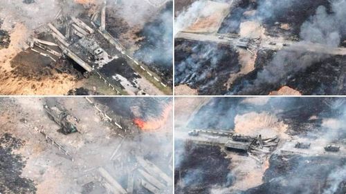 FOTO Armata ucraineană a aruncat în aer un pod pe care se aflau trupe rusești/ Întreaga coloană rusă ar fi fost distrusă cu o dronă