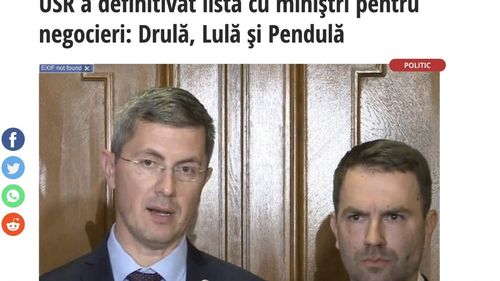 ”S-a găsit autoironie la USR-eu”: După ce publicația satirică Times New Roman a ”dezvăluit” că miniștrii USR vor fi ”Drulă, Lulă și Pendulă”, liderii partidului confirmă. Barna: Declanșăm referendum intern / Drulă: Informații de ultimă oră