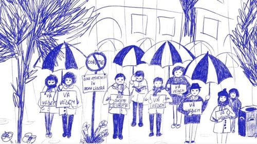 ”Vă vedem din Sibiu”, mișcarea care, vreme de un an, a protestat tăcut zi de zi în fața sediului PSD, a lansat ”Declarația de la Sibiu”: Aici începe Europa