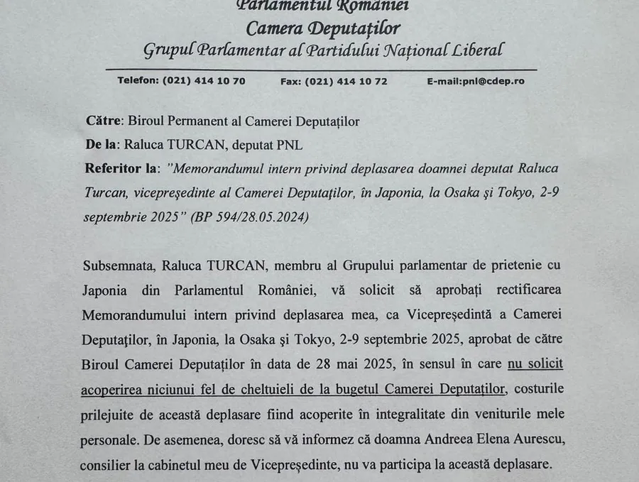 Cerere Raluca Turcan Camera Deputaților