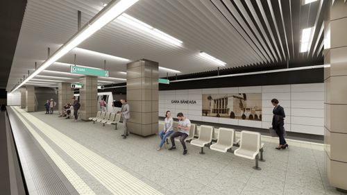 VIDEO În stația de metrou Eroilor din București, apa s-a infiltrat prin tavan / Călătorii sunt nevoiți să ocolească bălțile formate pe peroane