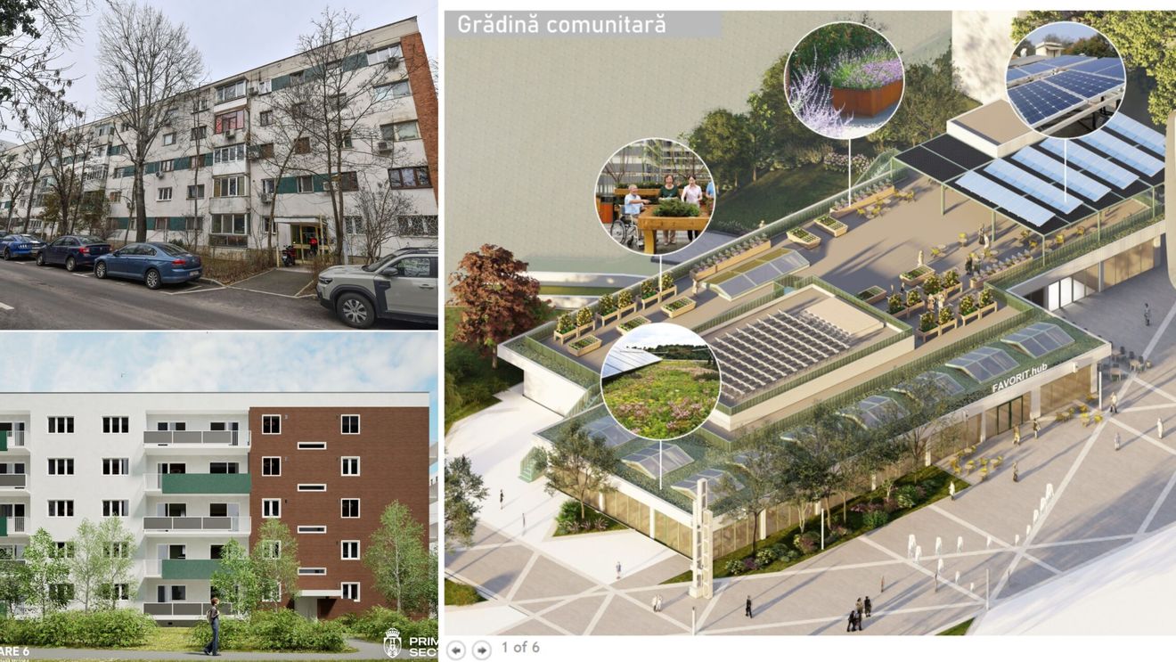 FOTO Bloc de patru etaje din zona Favorit, regenerat ecologic cu materiale naturale și primul acoperiș verde / Centru de inovare în fostul restaurant, proiect de 6,2 milioane euro în Sectorul 6