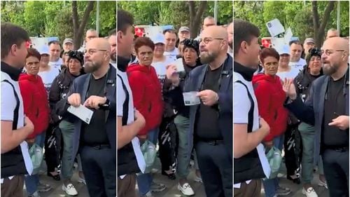 Piedone, altercație cu contracandidatul fiului său de la Sectorul 5, Alexandru Dimitriu (USR) / I-a rupt pliantul și a plecat în uralele echipei de campanie - Buletin de București