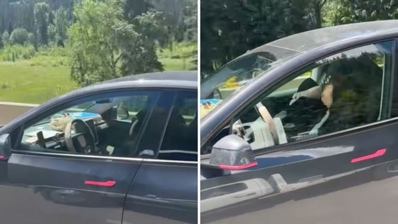 O femeie și doi copii, fotografiați dormind într-o Tesla care circula pe o autostradă din Canada / Cum a reușit femeia să ocolească sistemele de alertă ale mașinii, pentru a putea dormi