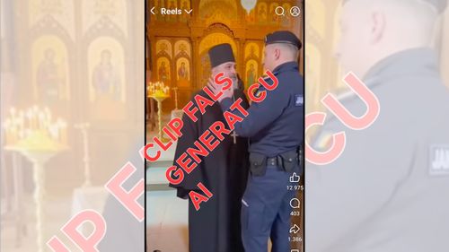 MAI atrage atenția că un clip fals făcut cu AI, care sugerează un incident între un preot și un jandarm, a devenit viral pe internet: "Nu este un eveniment real"