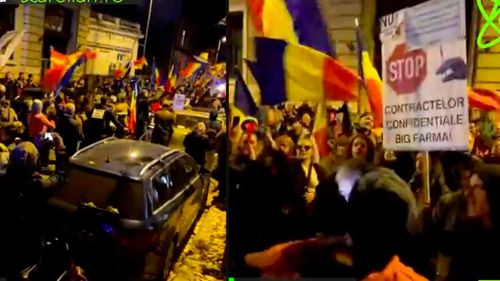 VIDEO Aproximativ 450 de persoane manifestează în Capitală împotriva măsurilor restrictive care intră în vigoare de luni, dar și împotriva vaccinării
