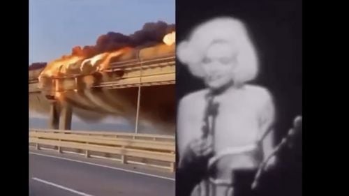 VIDEO Val de ironii și meme-uri pe rețelele sociale, după ce podul din Crimeea a fost distrus de o explozie / Un oficial ucrainean a postat-o pe Marilyn Monroe cu piesa „Happy Birthday, Mr. President”, dat fiind că Putin a împlinit ieri 70 de ani