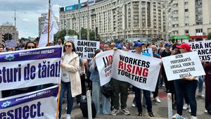 FOTO VIDEO: Protest în fața sediului BRD din Capitală / Angajații băncii cer menținerea mai multor beneficii din contractul de muncă