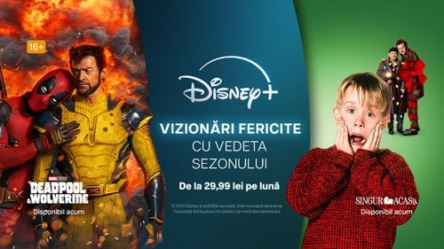 Vizionări fericite cu filme clasice, blockbustere și seriale de neratat. Pe Disney+ poți viziona oricând filmele Singur Acasă, Deadpool & Wolverine sau noul sezon The Old Man (P)