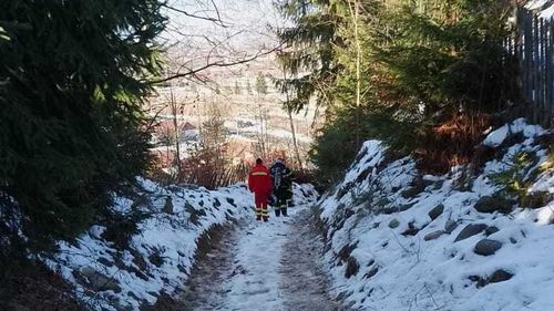 Intervenţie dificilă a pompierilor pentru stingerea unui incendiu izbucnit la o cabană din Hunedoara / Ei au fost nevoiţi să meargă doi kilometri pe jos, pe un drum acoperit cu gheaţă / Acolo nu e nicio sursă de apă