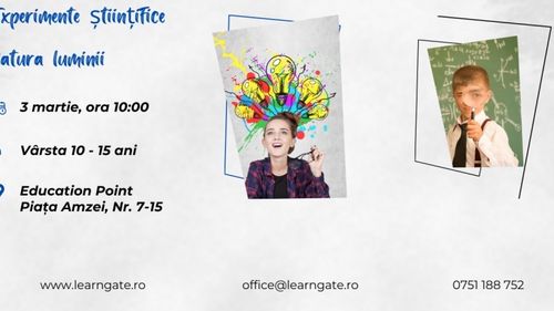 Atelier de experimente științifice pentru copii: “Natura luminii”, duminică, 3 martie