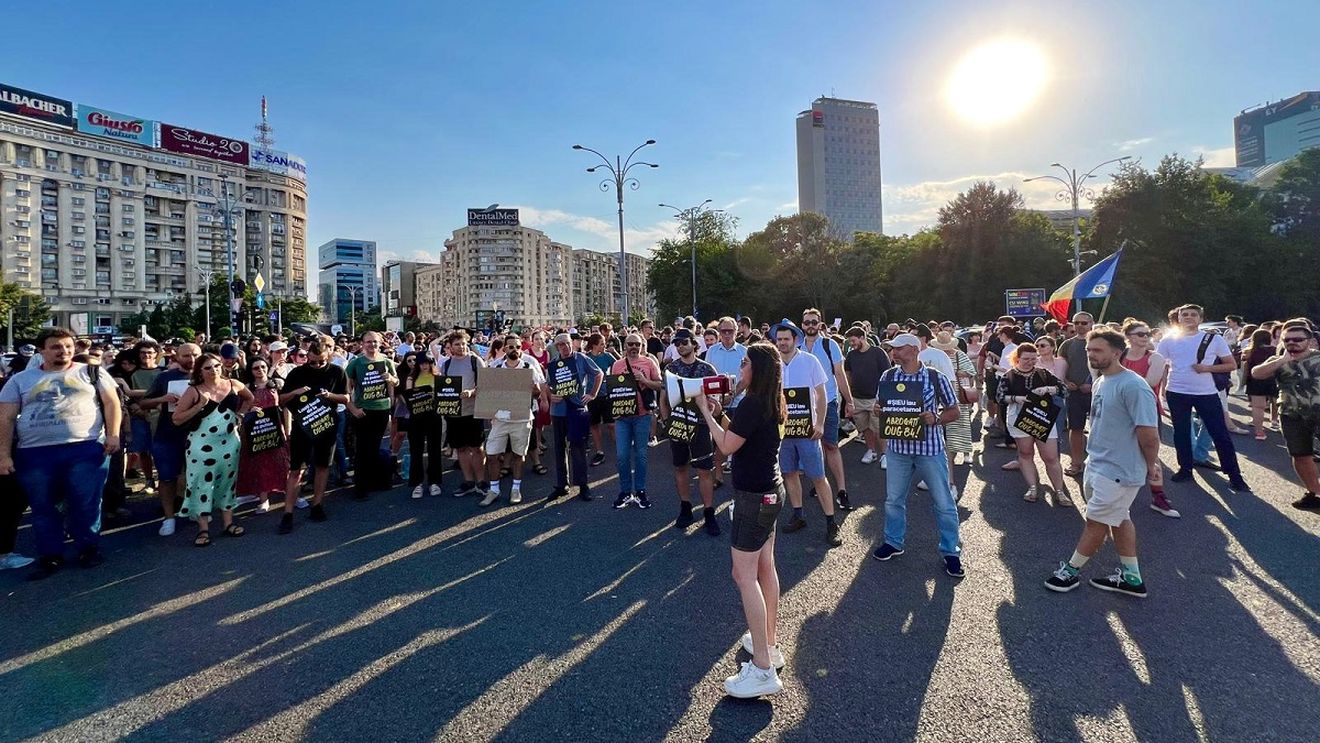 Protest Declic în Piața Victoriei. Câteva zeci de persoane cer abrogarea OUG 84