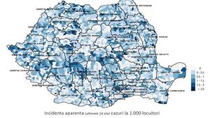 Șase județe au vulnerabilitate ridicată legată de epidemia de COVID-19 / Cele mai multe infectări în 14 zile raportate la populație s-au înregistrat în Vâlcea, București și Vaslui - GRAFICE
