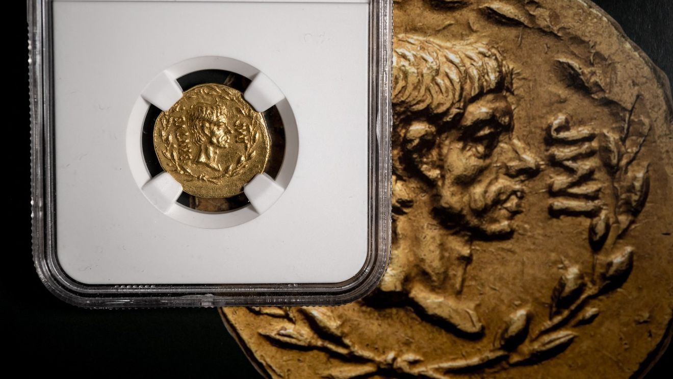 O monedă romană din aur, foarte rară şi cu efigia lui Brutus, scoasă la licitaţie la Geneva