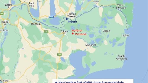 Debris that could be from a new drone crash in Romania discovered in the area of Nufărul and Victoria / The site is 20 km inland from Ismail