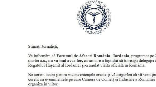 Forumul de afaceri româno - iordanian, anulat după declarațiile lui Dăncilă despre mutarea ambasadei la Ierusalim