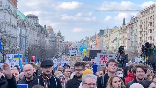 Solidaritate pentru Ucraina: Mitinguri în Belarus, Cehia și Polonia / Se aude „Glorie Ucrainei! Slavă eroilor” în centrul capitalei Minsk