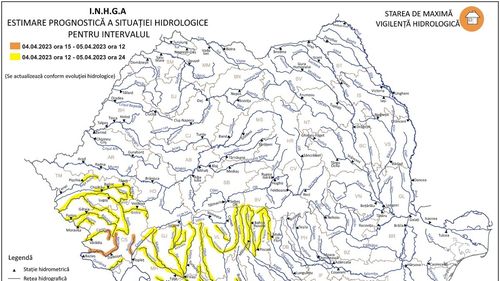 Avertizarea hidrologică, pericol de inundații: Cod portocaliu în județul Caraș Severin, Cod galben în mai multe bazine hidrografice