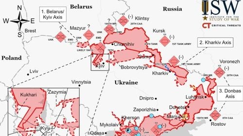 Institutul pentru Studiul Războiului: Forţele terestre ruseşti care încearcă să încercuiască Kievul au rămas în mare parte blocate / Au probleme de moral și cu aprovizionarea