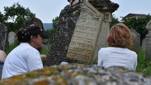Tabără de restaurare a monumentelor funerare din cimitirul evreiesc din Alba Iulia, cu elevi la Arte și studenți la Istorie. Orașul găzduia cea mai mare comunitate iudaică din Ardeal