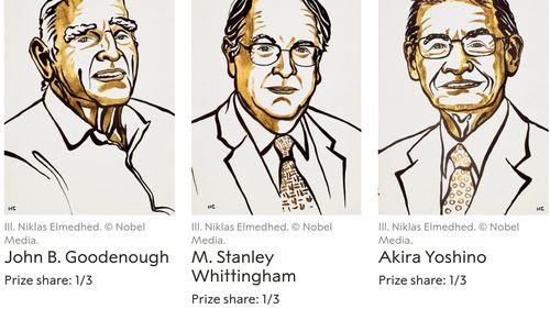 Premiul Nobel pentru Chimie 2019 a fost acordat cercetătorilor John Goodenough, Stanley Whittingham și Akira Yoshino, pentru dezvoltarea bateriilor pe baza de litiu-ion