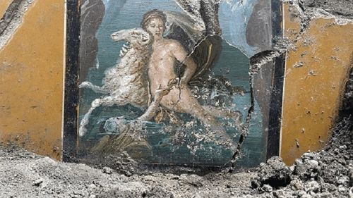 Fresce valoroase, descoperite în Pompei. Cea mai frapantă este cea care o reprezintă scena mitologică în care apar Phrixos şi sora sa geamănă Hell